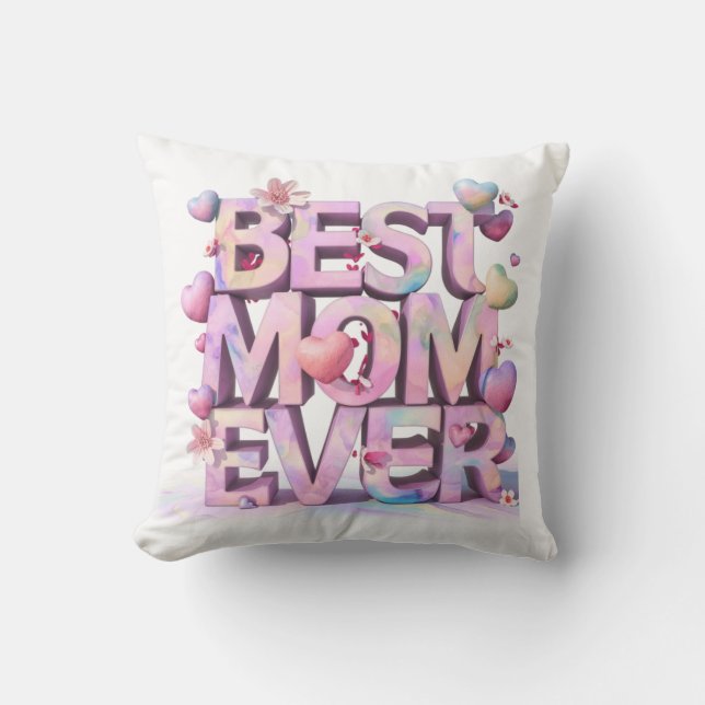 Coussin *~ AP72 Fête des Mères MEILLEUR MÈRE JAMAIS Coeurs (Recto)