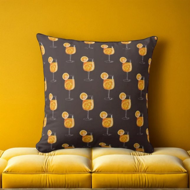 Coussin Aperol Spritz Cocktail Illustration Jeu d'oreiller (Créateur téléchargé)