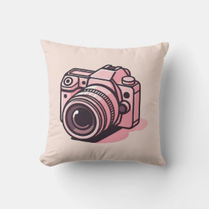 Coussin Appareil photo numérique reflex tendance rose pers
