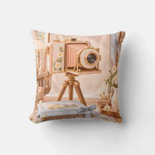 Coussin Appareil Photo Vintage Abricot Studio Perle