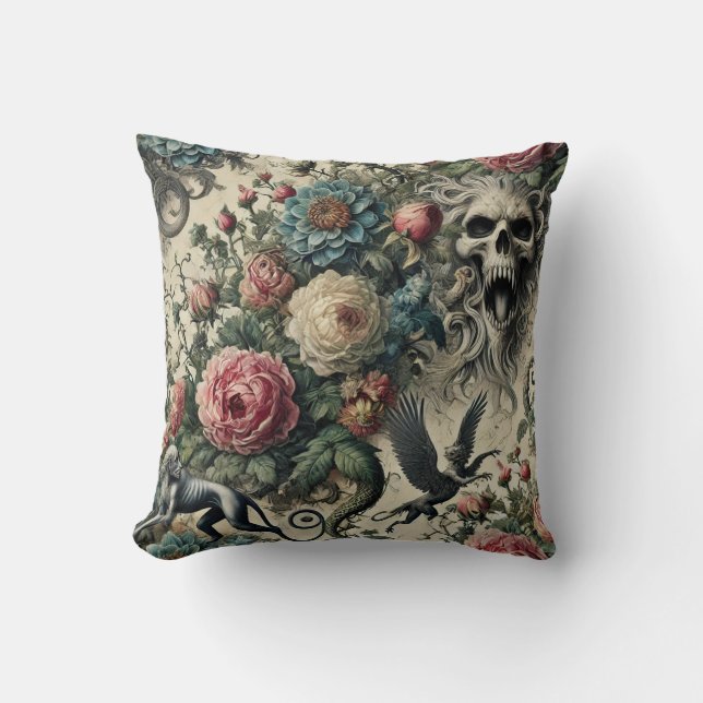 Coussin Appel à la Galerie de la Nuit – Victorien gothique (Recto)
