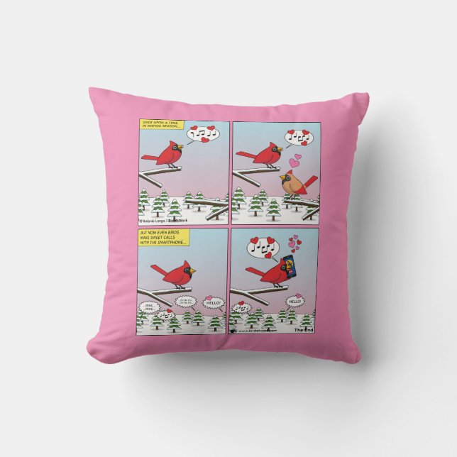 Coussin Appels de accouplement d'oiseaux modernes comique (Recto)