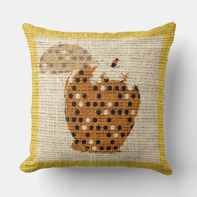 Coussin Apple Fine Art sur Burlap Linen Jute (Recto)