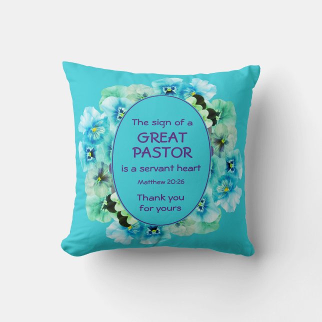 Coussin Appréciation du pasteur floral bleu (Recto)