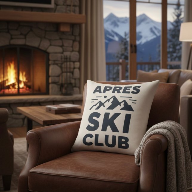 Coussin Apres Ski Club Mountain Logo - Custom Mens Winter  (Créateur téléchargé)