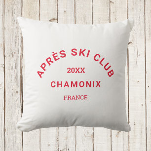 Coussin Après Ski Club Winter Red Ski Resort Crest