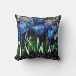 Coussin Aqua Blue Crocus Blooms