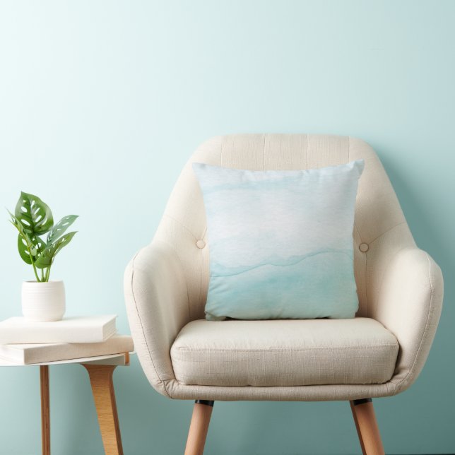 Coussin Aqua Blue Pastel Aquarelle Ombre (Chaise)