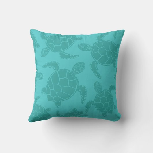 Coussin Aqua Blue Sea Turtle Print (Verso)