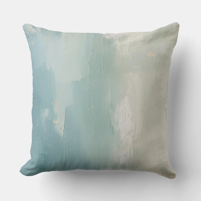 Coussin Aqua Blue Sea Vert Turquoise Beige Aquarelle Impri (Recto)