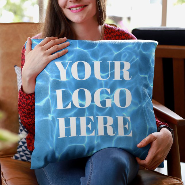 Coussin Aqua Blue Swimming Pool Photo pour votre logo (Créateur téléchargé)