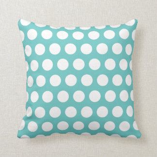 Coussin Aqua et motif de pois blanc