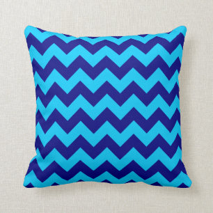Coussin Aqua et Navy Blue Zigzag