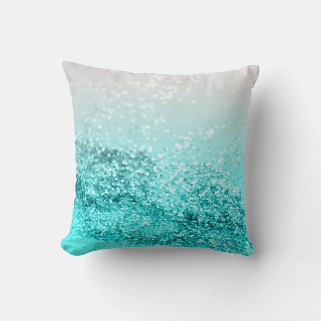 Coussin Aqua gris argenté Parties scintillant océanique Tu (Recto)