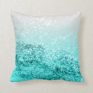 Coussin Aqua gris argenté Parties scintillant océanique Tu