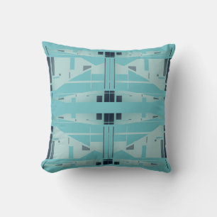Coussin Aqua Gris symétrique Mosaïque méditerranéenne