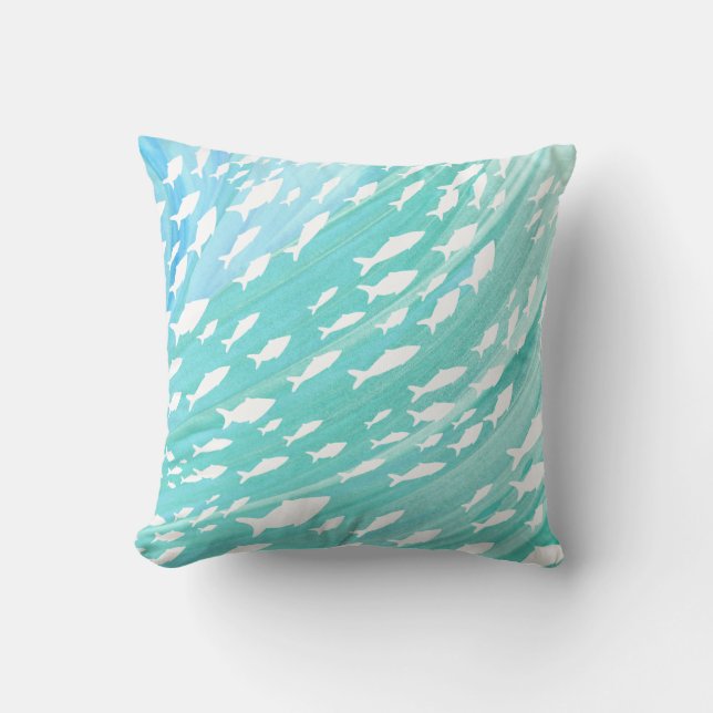Coussin Aqua Océan Poisson Nautique (Recto)