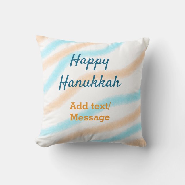 Coussin Aqua orange happy Hanoukka ajouter un nom message  (Recto)