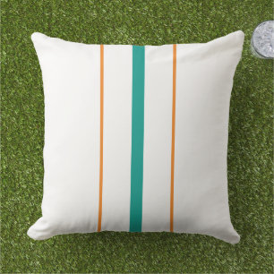 Coussin Aqua Orange Racing Sportive Sleek Stripes Sur Blan