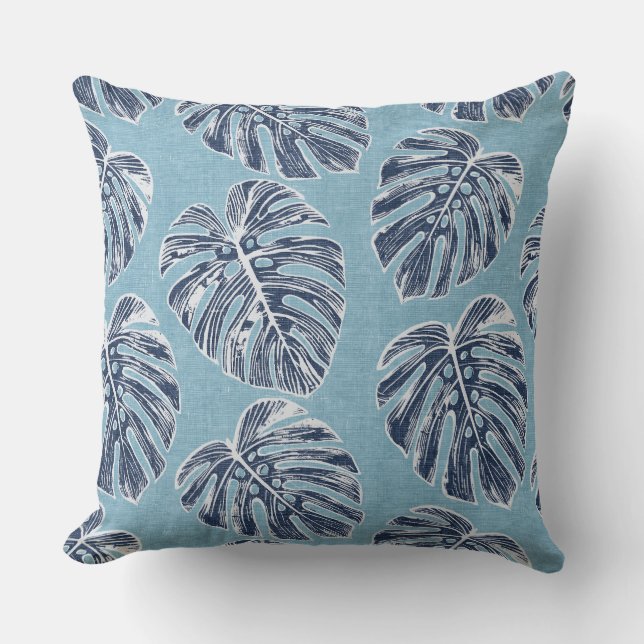 Coussin Aqua Palm Feuilles Jeu d'oreiller (Recto)