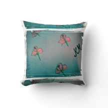 coussin aqua rose