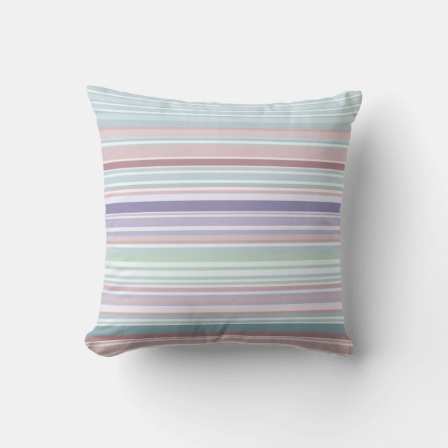 Coussin Aqua, rose et rayures lavande (Recto)