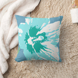 Coussin Aqua Turquoise en fleur