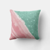 Coussin Aqua Turquoise Rose Parties scintillant Watercolor (Verso)