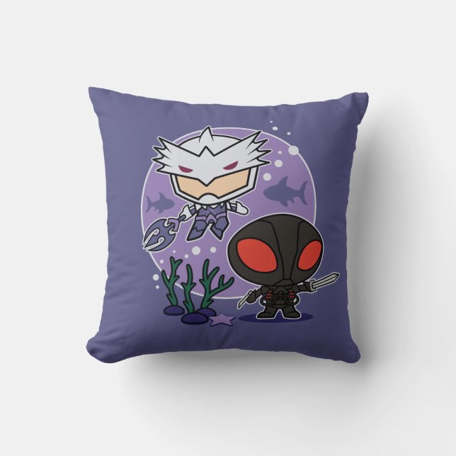 Coussin Aquaman | Chibi Orm & Black Manta Graphisme sous-m (Recto)