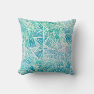 Coussin aquamarine avec espace géométrique blanc