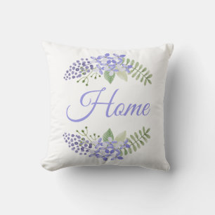 Coussin Aquarelle à la maison de fleurs violettes Élégante