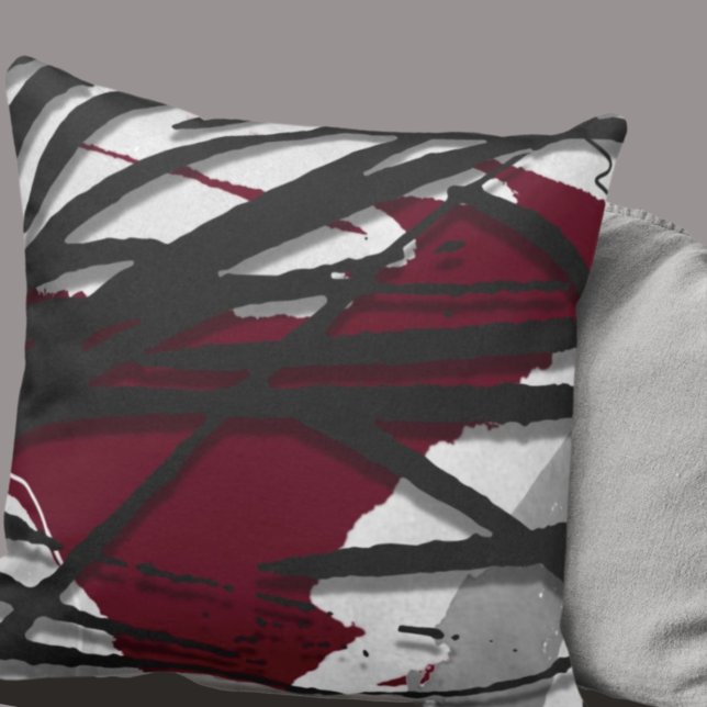 Coussin Aquarelle Abstraite bordeaux et noire (Créateur téléchargé)