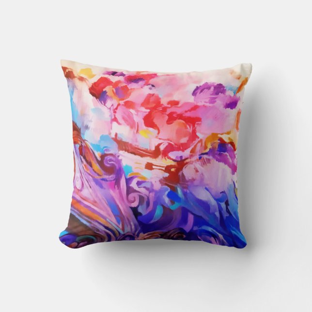 Coussin Aquarelle Abstraite couleur brosse Art (Recto)