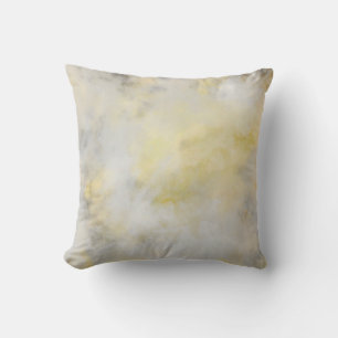 Coussin aquarelle abstraite gris et jaune