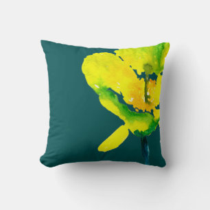Coussin Aquarelle abstraite jaune lâche floral