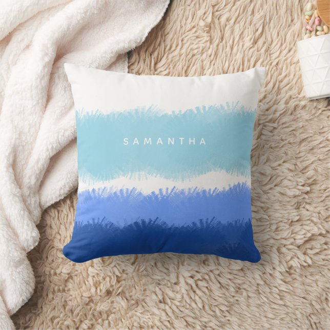 Coussin Aquarelle Abstraite Moderne Tons Bleus (Couverture)