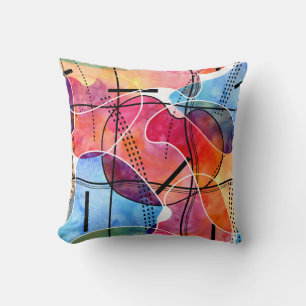 Coussin Aquarelle Abstraite Motif noir blanc