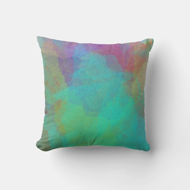 Coussin Aquarelle Abstraite Multicolore Bohème (Recto)
