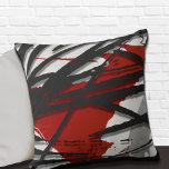 Coussin Aquarelle Abstraite rouge gris noir<br><div class="desc">L'oreiller moderne à jetons présente un design artistique élégant dans une palette de couleurs rouge noir et gris. Cette composition artistique est construite à partir d'un design de bloc de bois artistique, superposé sur des éléments de design de style Memphis; des éléments de design en couches créent des tons clairs...</div>