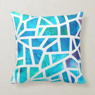 Coussin Aquarelle Abstraite Verre bleu turquoise