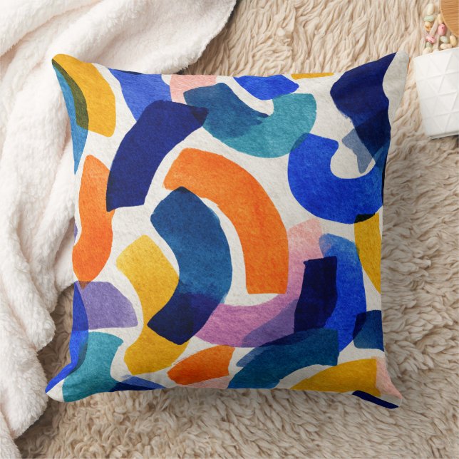 Coussin Aquarelle Abstraite Vibrante | Artistique Moderne (Couverture)