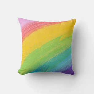 Coussin Aquarelle acrylique colorée Motif arc-en-ciel  