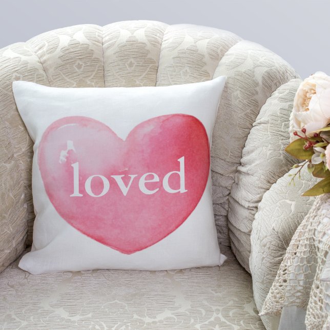 Coussin Aquarelle aimée Coeur (Créateur téléchargé)