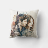 Coussin Aquarelle Amour à Paris (Verso)