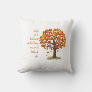 Coussin Aquarelle Arbre d'automne La vie est un devis d'éq