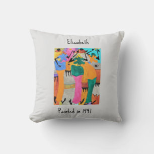 Coussin Aquarelle, Art africain, Danse de la joie