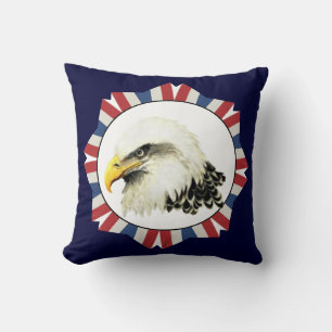 Coussin Aquarelle Art Bald Eagle Bird, USA