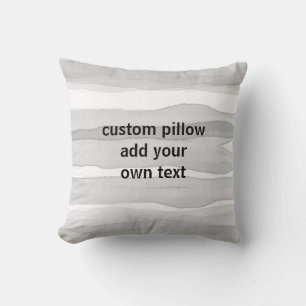 Coussin aquarelle artistique rayures ajouter texte gris bl
