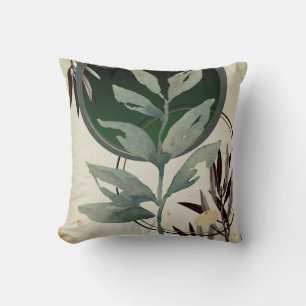 Coussin Aquarelle artistique vert émeraude