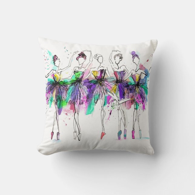 Coussin Aquarelle Ballerinas : Bright Dance Illustration (Recto)